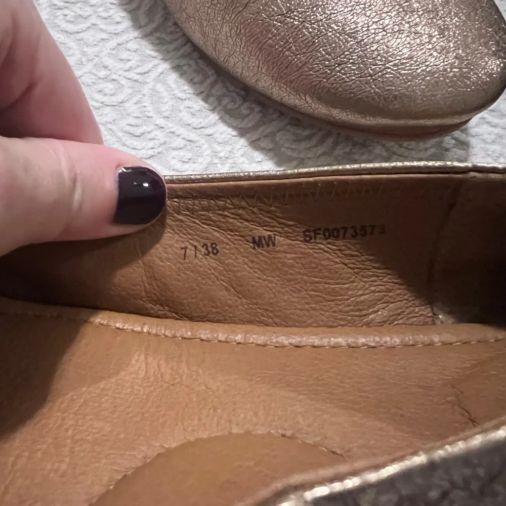 Sofft Shoes Leather Size 7 Kenni Soft Gold Scrunch Back Ballet Flats - Picture 7 of 11